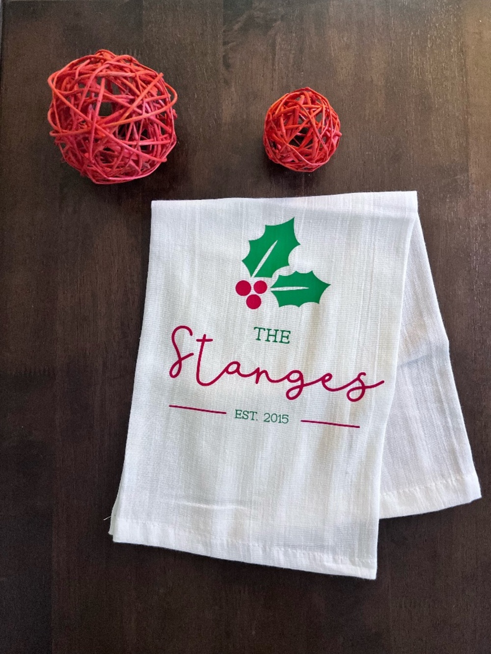 Personalized Christmas Kitchen Towel | Family Name Flour Sack Towel